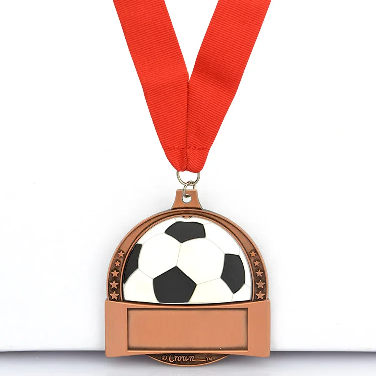 Wholesale Promotional Design Logo Football Medals Custom Sublimation Medal With Ribbon Rotate Medals