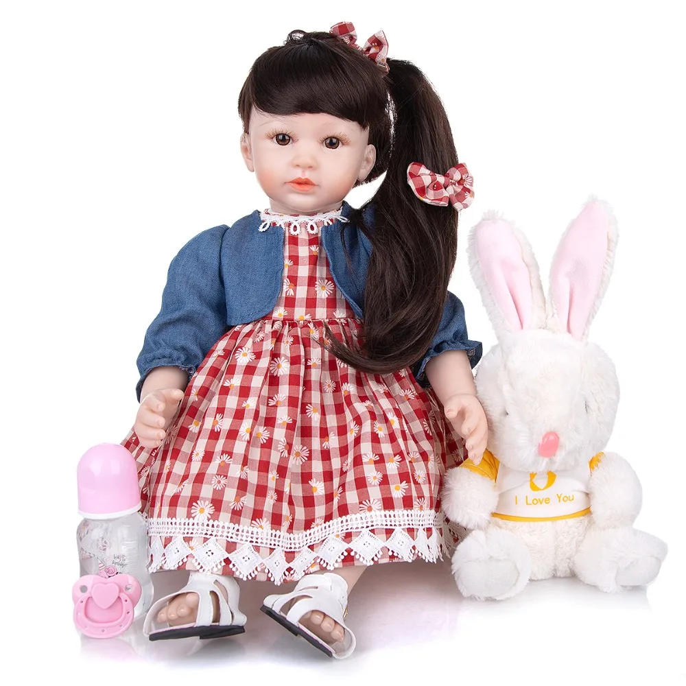 KEIUMI 60 CM Reborn Baby Dolls Long Hair Newborn Baby Doll Toys for Kids Birthday Gift