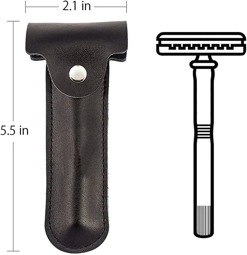 High Quality Leather Razor Case Waterproof Travel Leather Storage Case For Razor Double Edge Safety Razor Case Cover