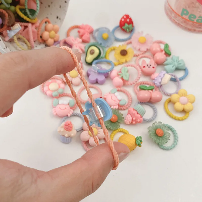 10pcs/set Children Cute Candy Color Small Mini Thumb Hair Ties Kids Rubber Bands Girls Hair Accessories