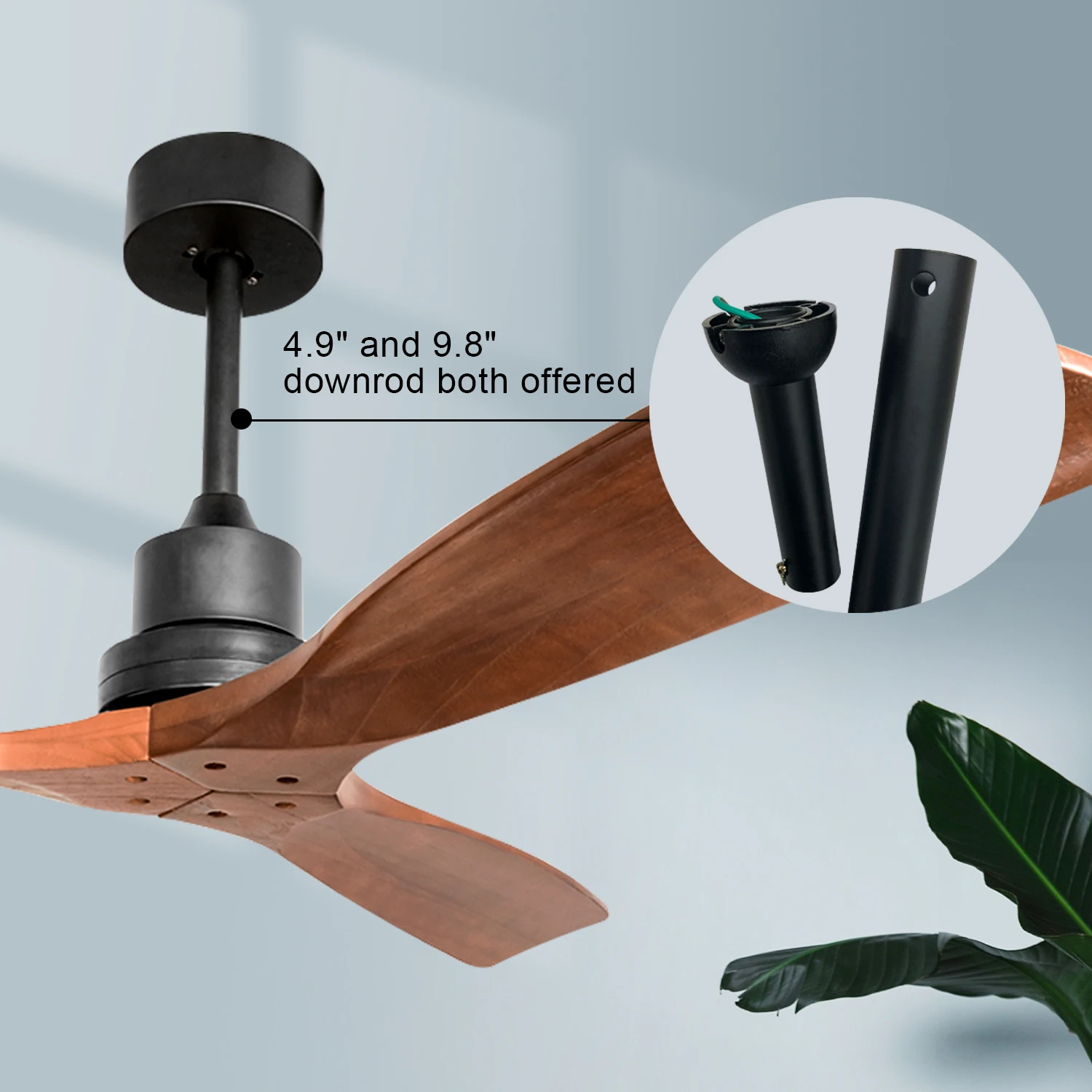 52 Inch Remote Control Silent Fan Timber Blades Electric Mute DC Motor Ceiling Fan