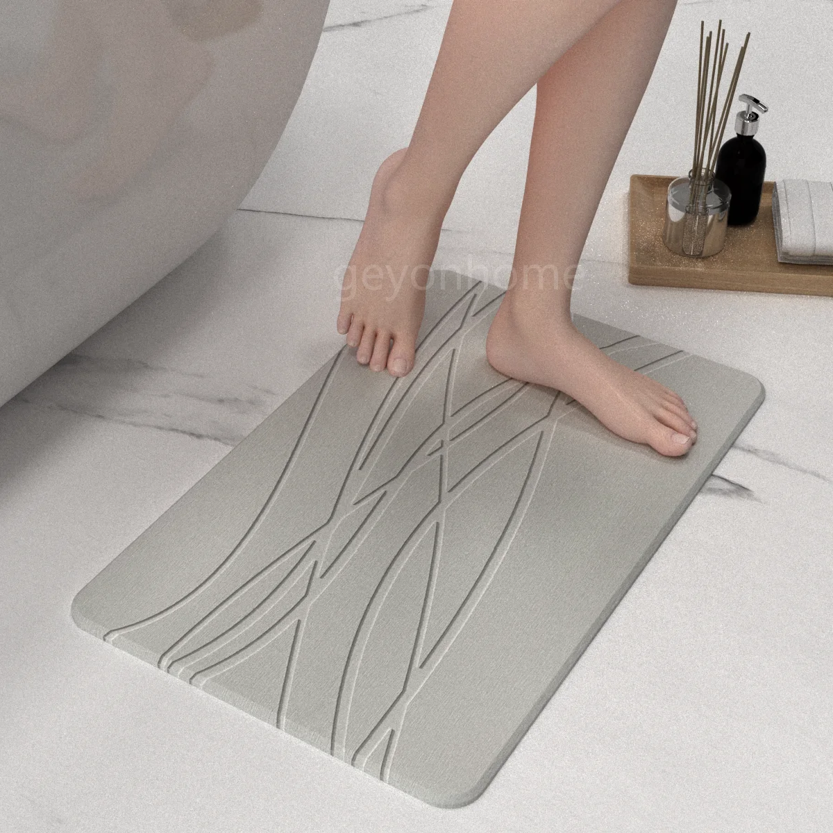 Ultra Fast Drying Engrave Stone bath Mat Home Decor Diatomate Stone Bathroom Mat