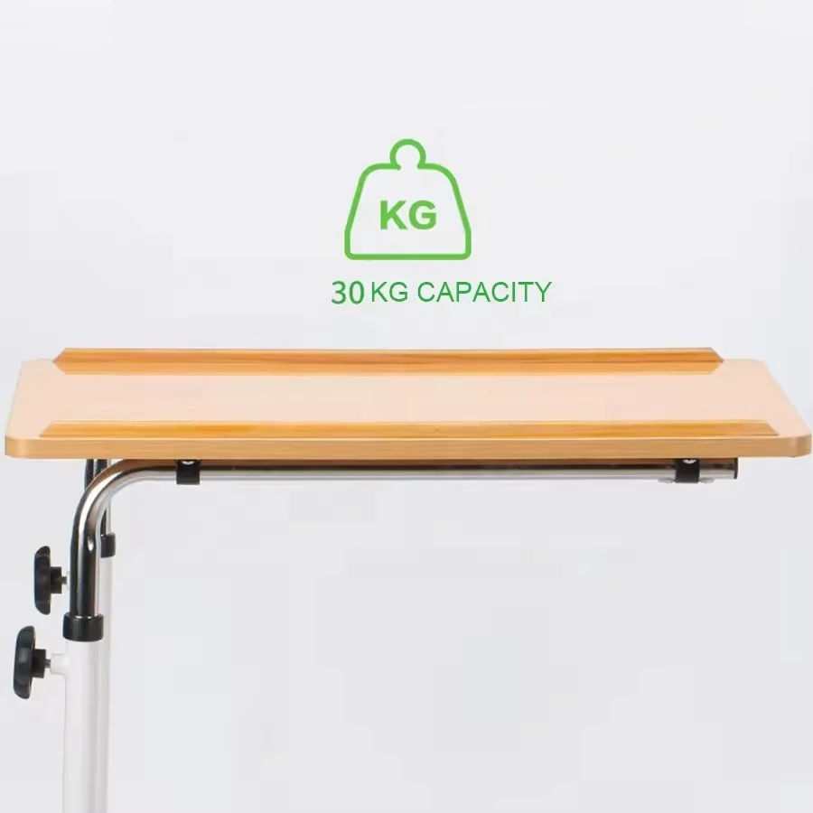 Bedside Table with Wheels, Medical Hospital Furniture, Over bed rolling table for Hospital and Home Use