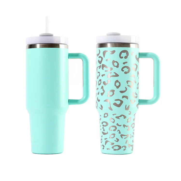 40oz Thermos cup leopard print car cup cup with a straw thermo beker stainless steel thermo mug
