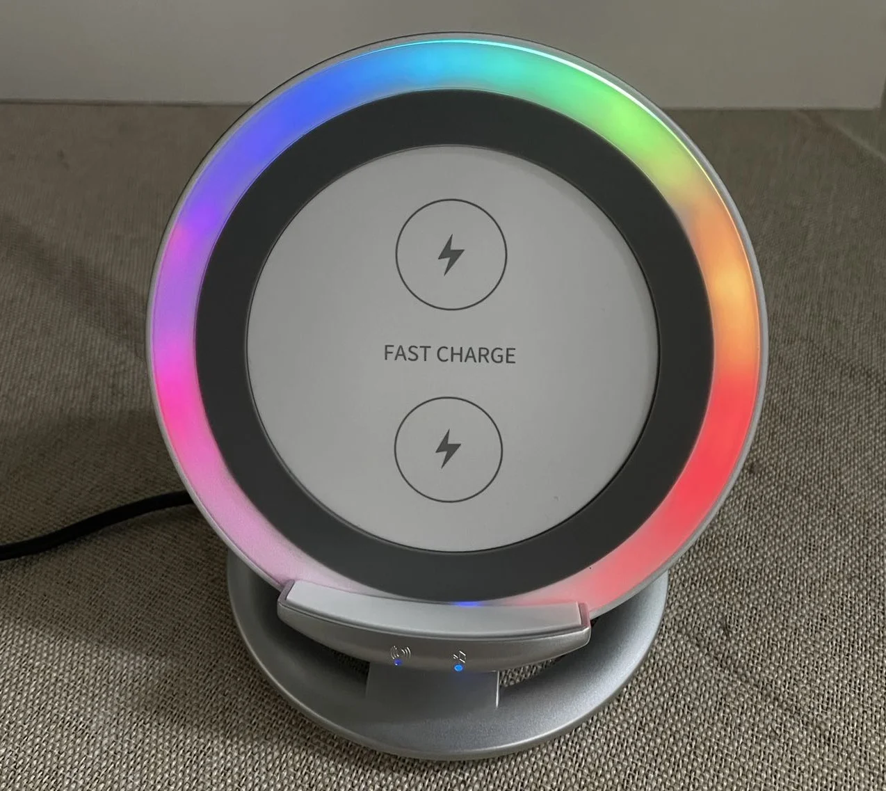 NEW Support Custom 4 in 1 RGB 15W Blue tooth Fast Wireless charger speaker with night light phone holder speaker
