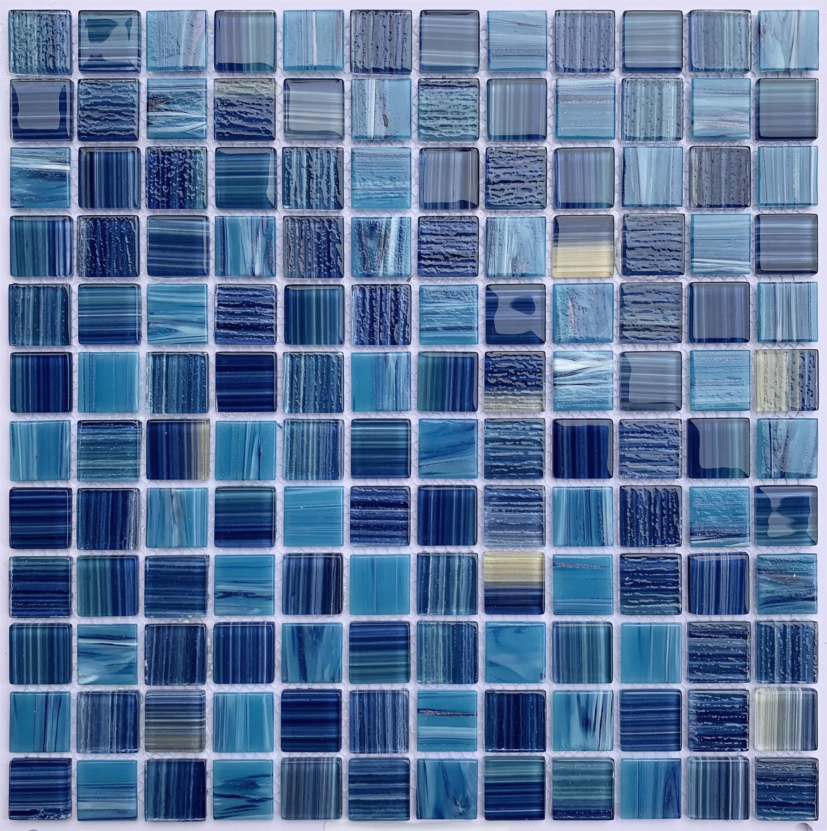 cobalt blue hot melt swimming pool tiles glass mosaic for villa