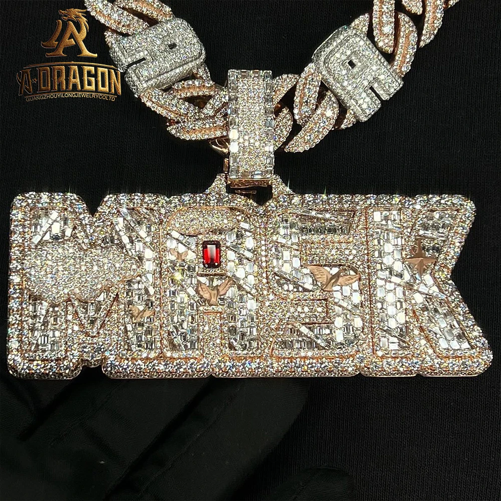 High End Fine Jewelry 10k 14k Gold Iced Out Pass Diamond Tester Vvs Moissanite Iced Out Pendant