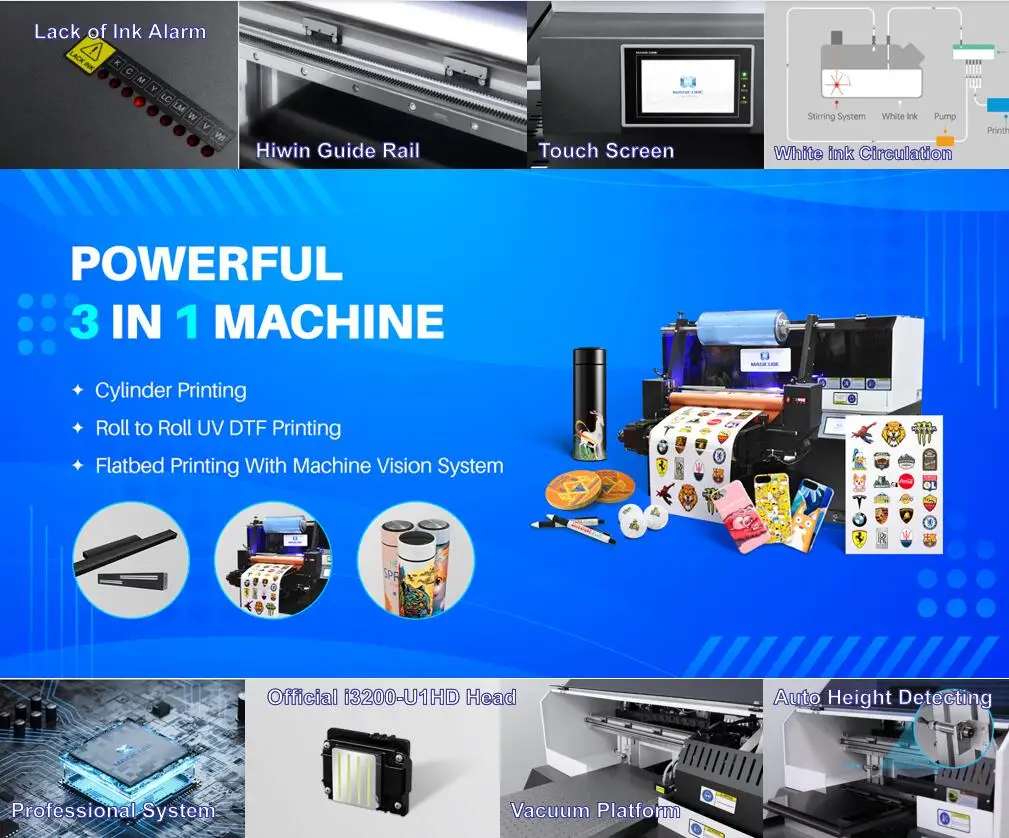 Multicolor automatic a2 a3 3 d Varnish ink uv inkjet printer for commercial label cup mug paper gifting printing machine