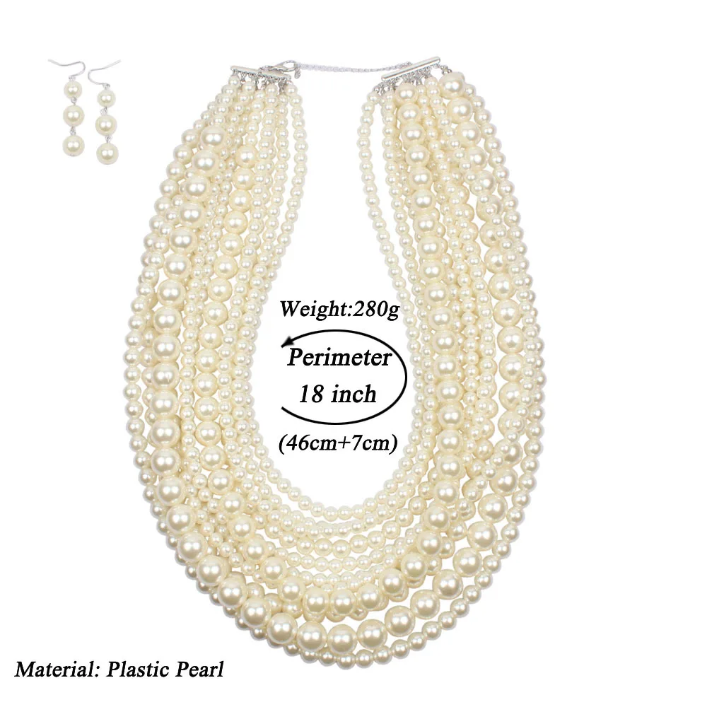 Fashion accessories wholesale multilayer pearl exaggerated long sweater chain necklace for female