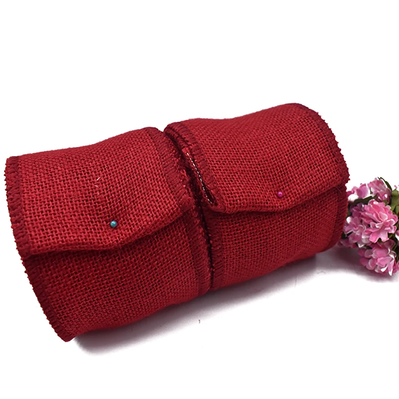 Hanfan Manufacturers Customized Ribbon Printing 10cm Red Linen Ribbon Clothing Processing Accessories Ribbon