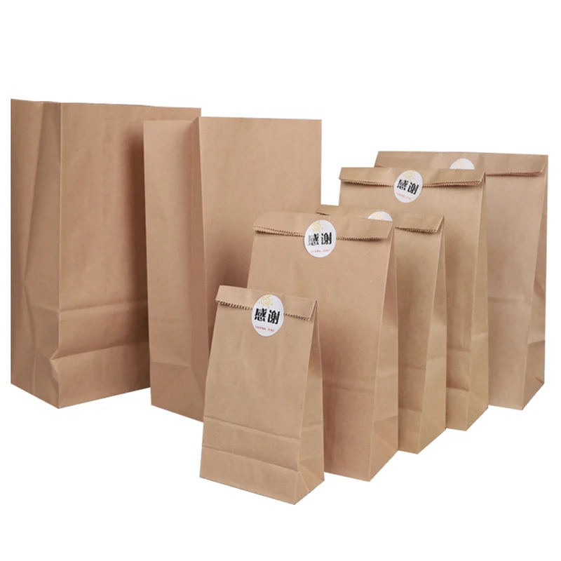 Customize  Kraft Paper Packaging Bags 3.5 x 2 x 6.7 inch Durable Brown Paper Snack Bag Small Cookie Party Favor Bags