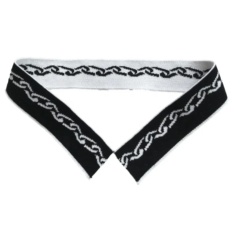 
Full Cotton Double-sided Jacquard Knitted Rib Collar And Design Flat Chain Pattern Collar For Clothing Accessories 
