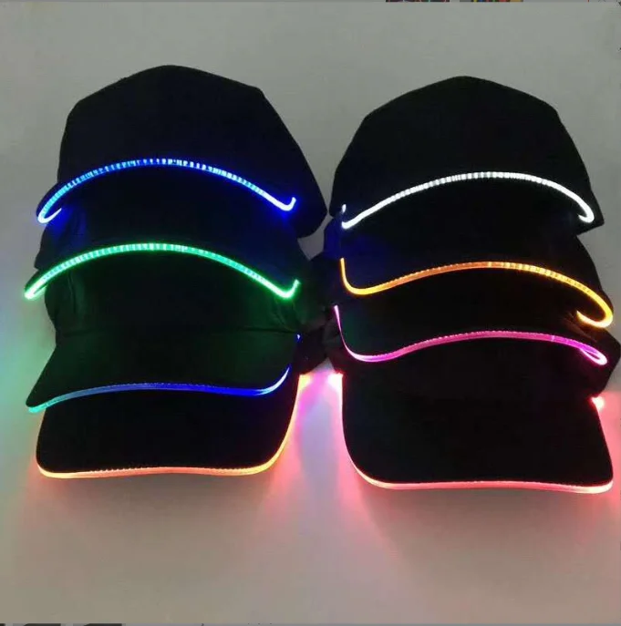 Trucker Hat Customized Printing Custom Cotton Snapback Light Hat Rave Lighted Glow Caps Flashing Luminous LED Baseball Cap