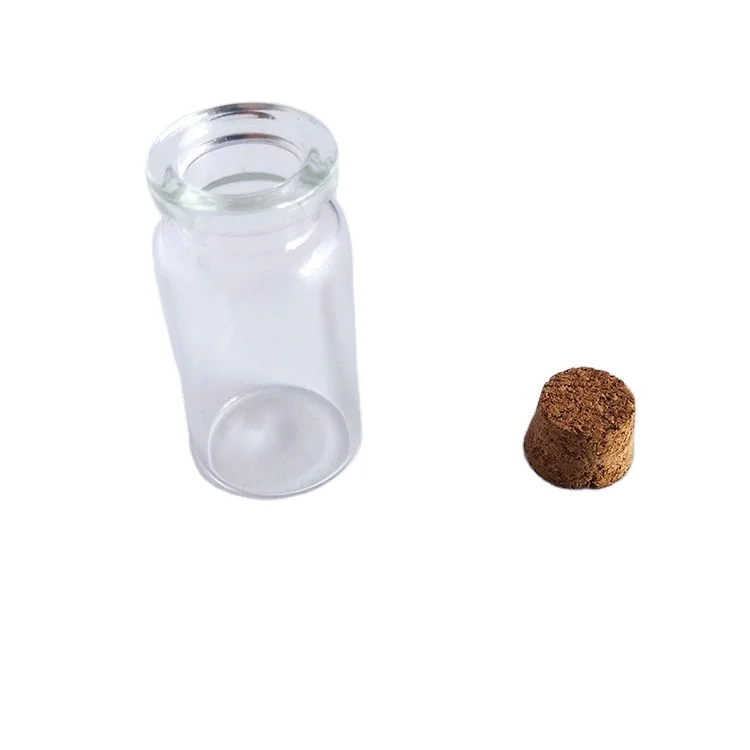Lanjing Empty 10ml mini clear glass wishing bottle small drift vials with cork lids
