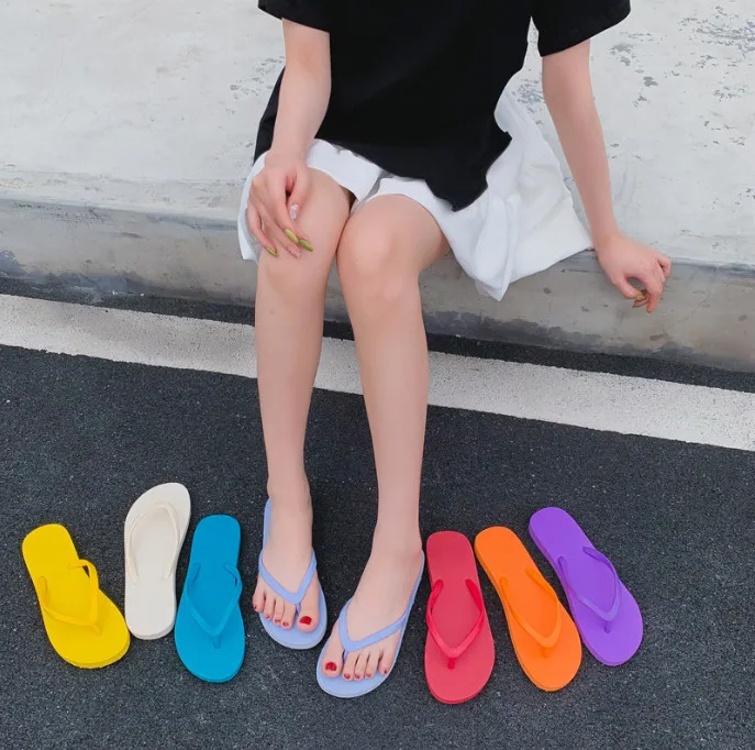 Summer Slip-on Pool Shower  Femme OutdoorBathing Bathroom Slippers  PVC Beach Flip Flops Women