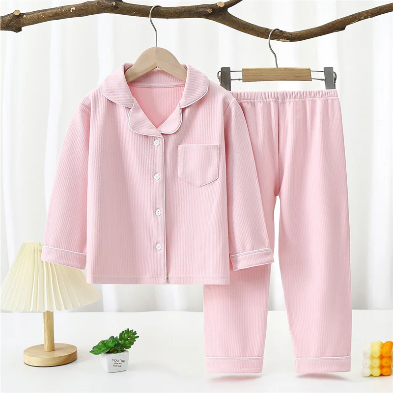 Ms-549 Kids Sleepwear Pajamas Set Wholesale Child  Pyjamas Winter Pocket Sold Color Pajama for Kids Girls Set 2024