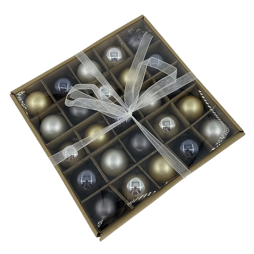 
Clear Bulk Solid Karft Box with PET Lid Glass Christmas Tree Ball Ornaments 