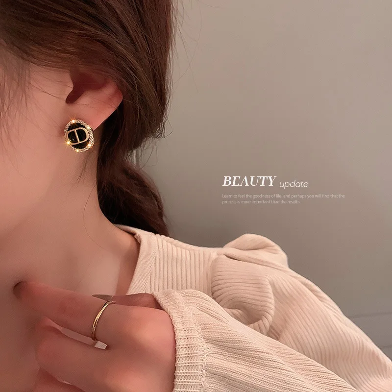 vintage luxury jewelry crystal rhinestone trendy small earrings brand women wholesale