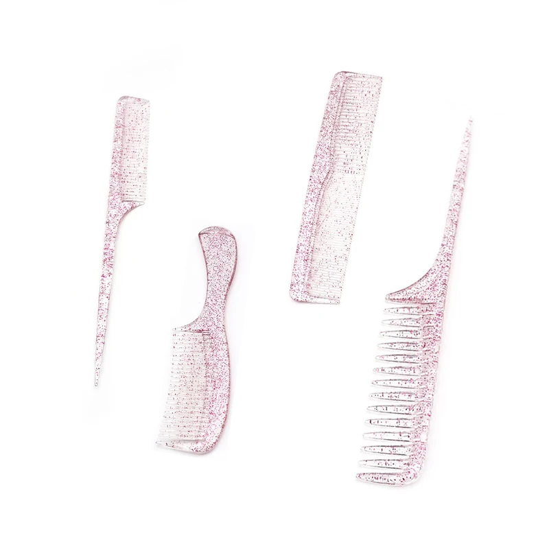 Factory Wholesale Transparent Glitter Powder Hair Comb Anti-slip Hair Straightener Comb Professional Comb Set