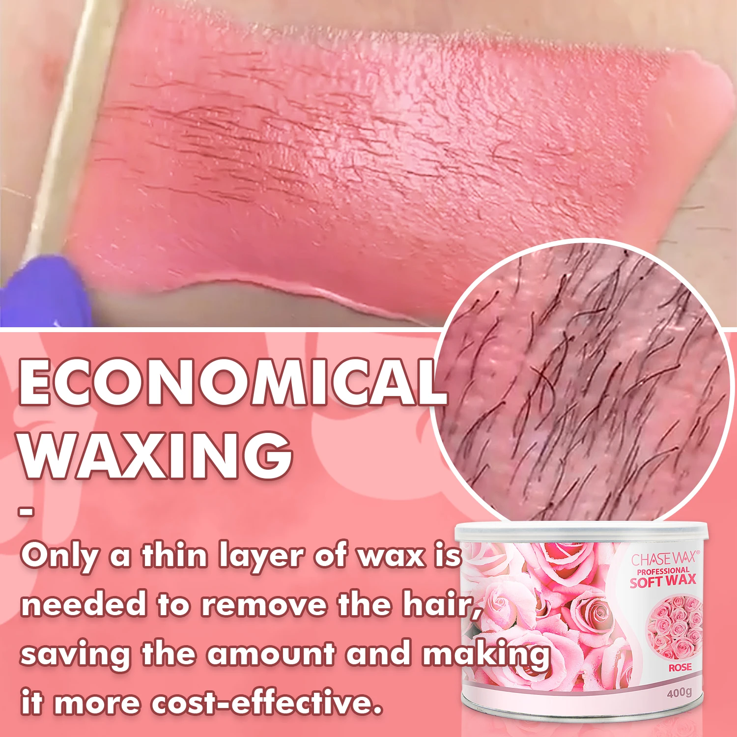 Chase Wax 14oz Rose Pink Private Label Vegan  Painless Hair Removal Soft Wax For Body Waxing