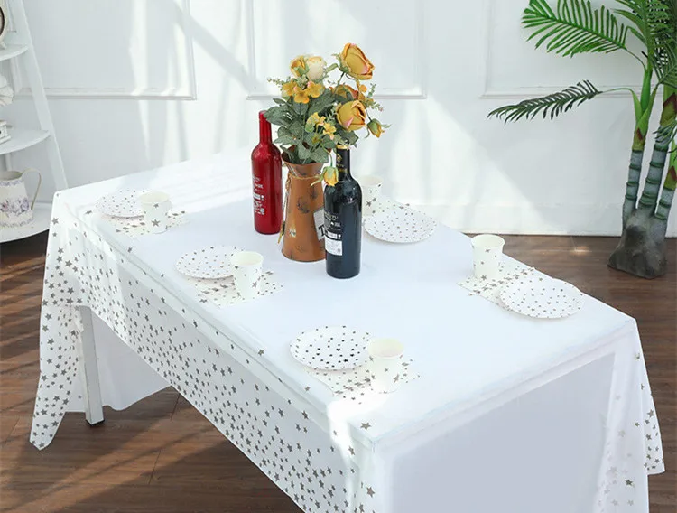 Disposable Tablecloths for Parties Twinkle Little Stars Rectangle Plastic Gold Star Tablecloth