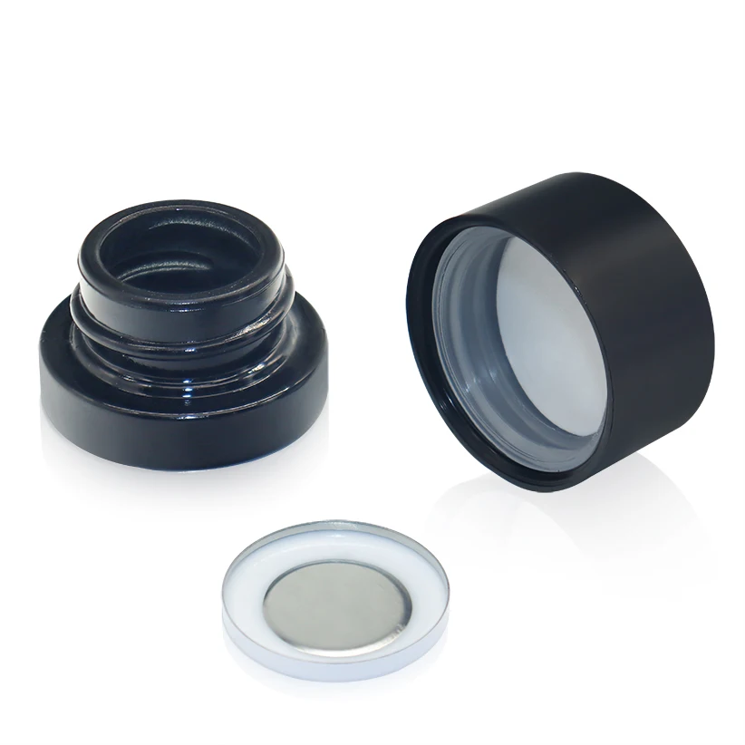 Wholesale custom 3ml 5ml 7ml 9ml transparent round child proof safe concentrates glass jar with metal gasket child resistant cap