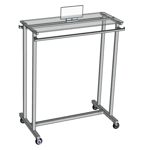Customized metal stainless steel glass double pole clothing shelves