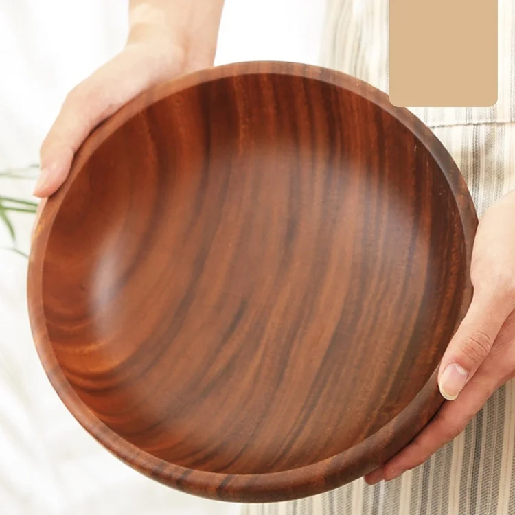 Japanese large whole wooden serving bowl fruit salad vegetables bowl acacia wooden salad bowls