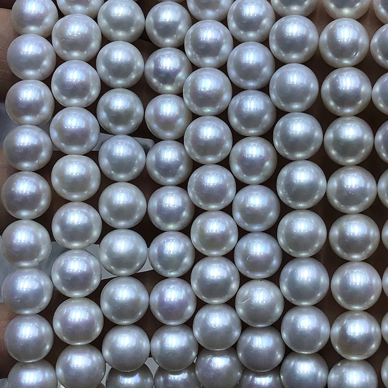 wholesale natural four A grade freshwater akoya pearl strand,high luster,round,slight blemish,9-10mm