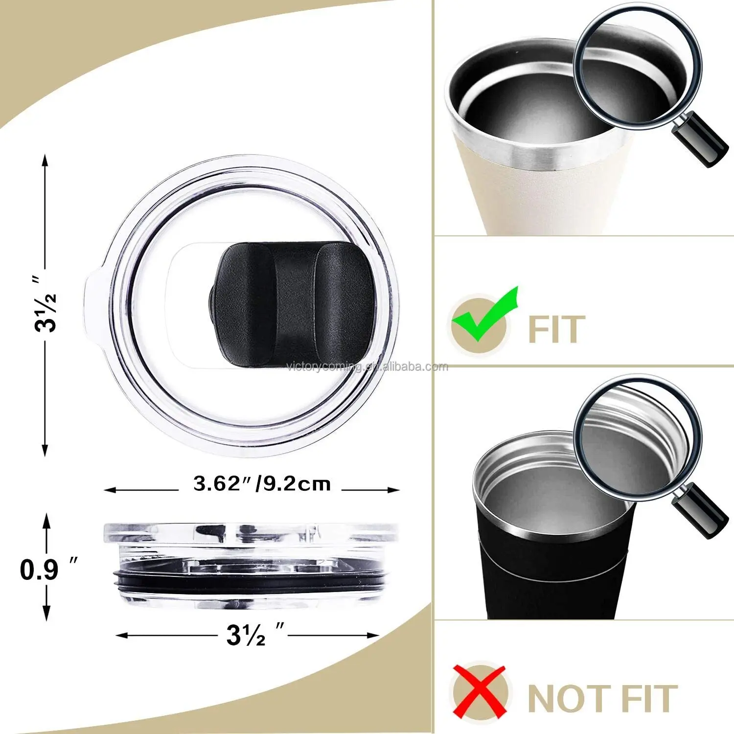 20 oz Slider Lid with Strong Magnetic Switch Pusher 20 OZ Tumbler Lid Magnetic Slider Travel Mug Lid