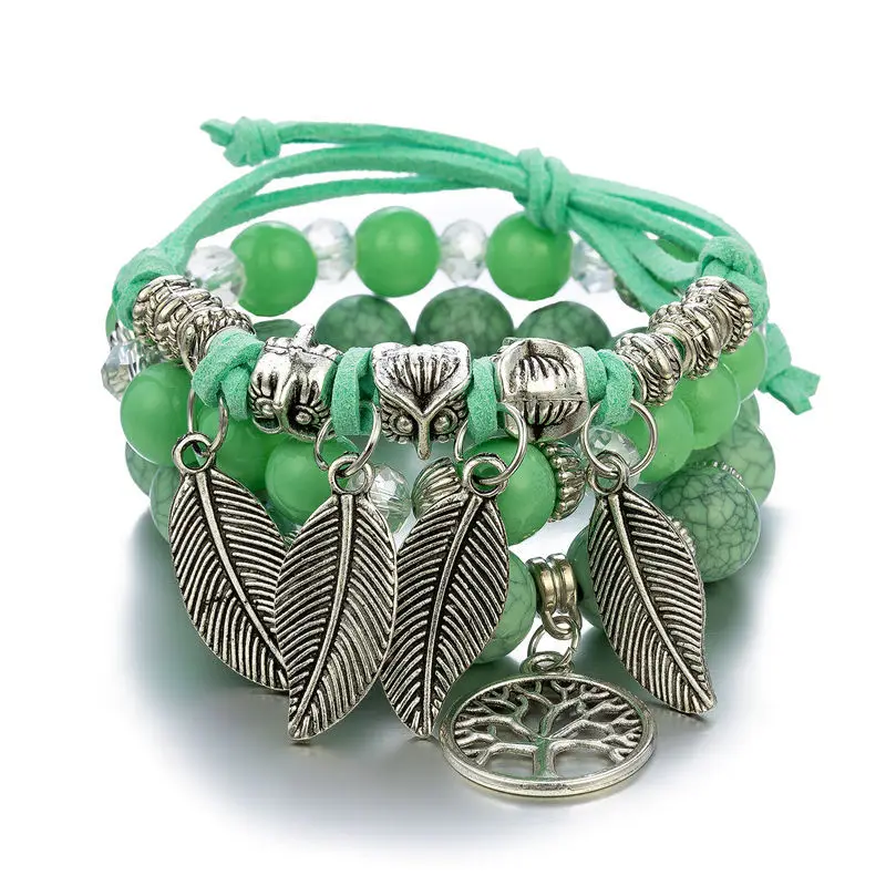 2022 European and American Style Multi-Layered Bracelet with Owl and Cat Charms - Trendy Streetwear