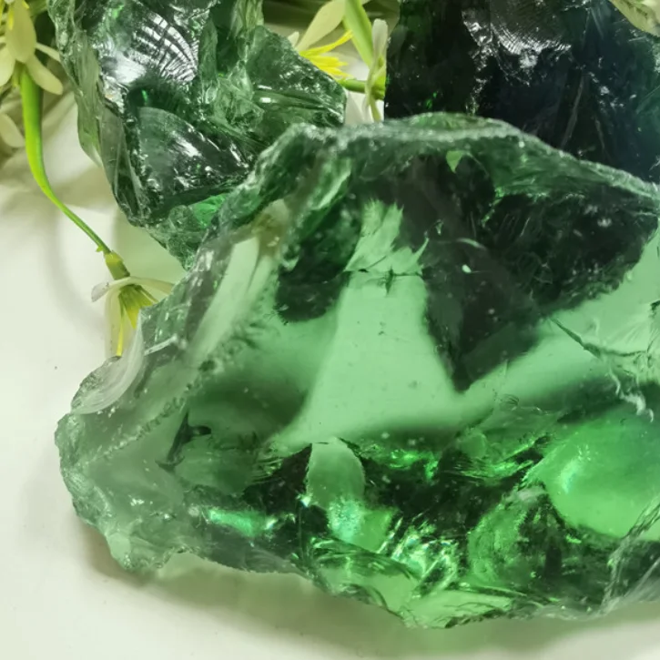 Crystal clear glass rocks Blue Colored Glass Landscaping Rock for Home Decoration