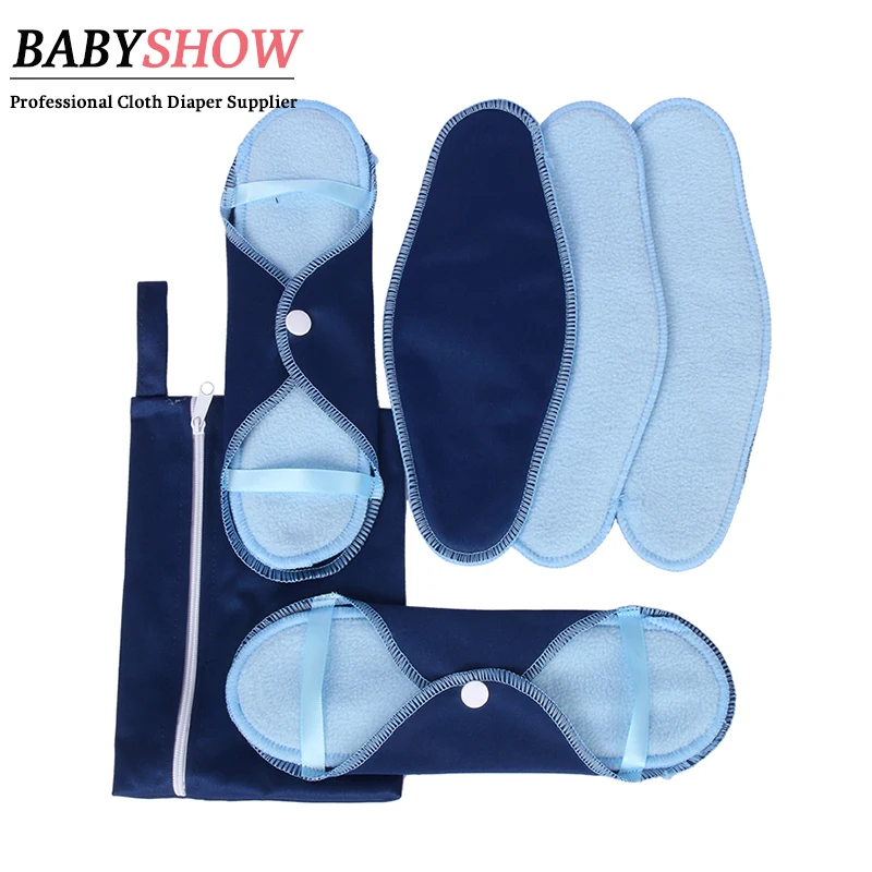 RTS Babyshow New Sets 8pcs A Pack Blue Color Washable Reusable Women Use Microfleece Sanitary Pads