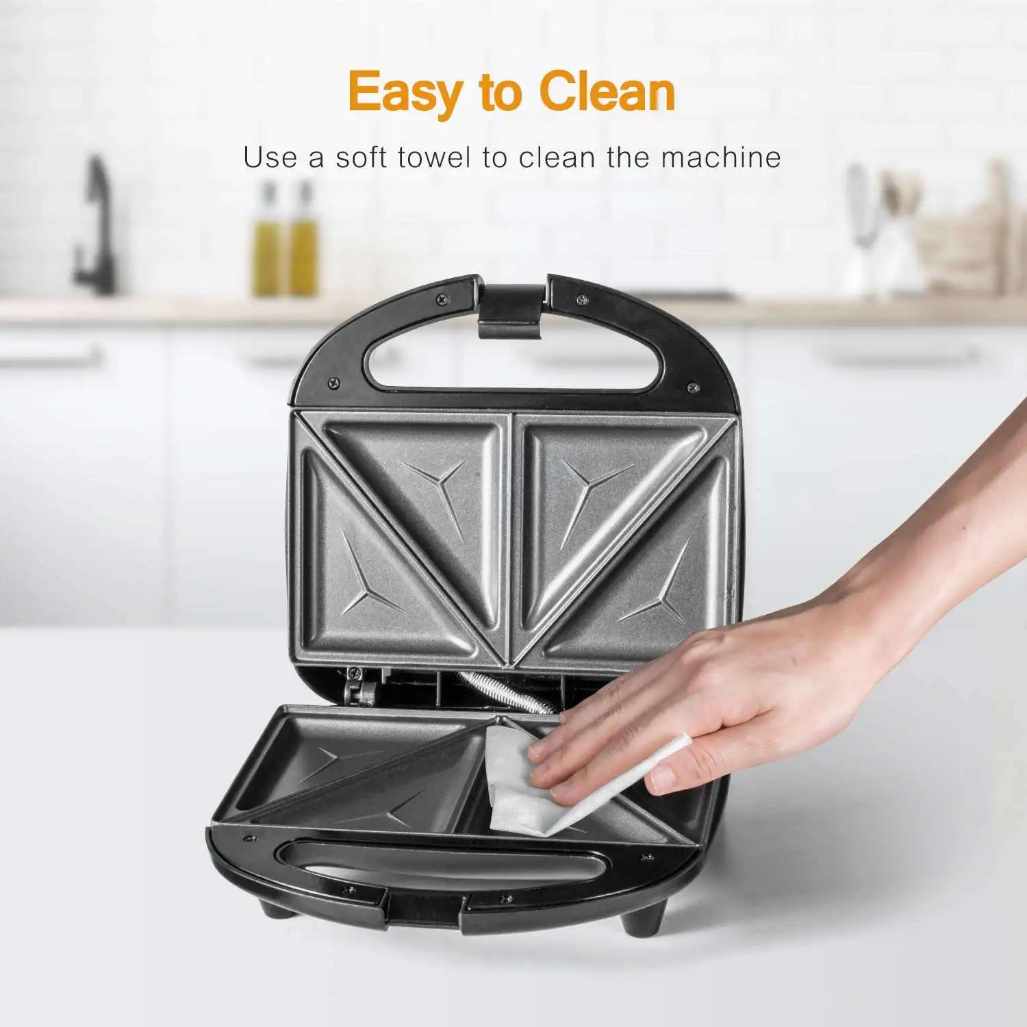 Detachable Breakfast Sandwich Maker 6 in 1 Toaster 3 In 1 Non Stick Sandwich Maker With Cool Touch Handle Waffle Maker