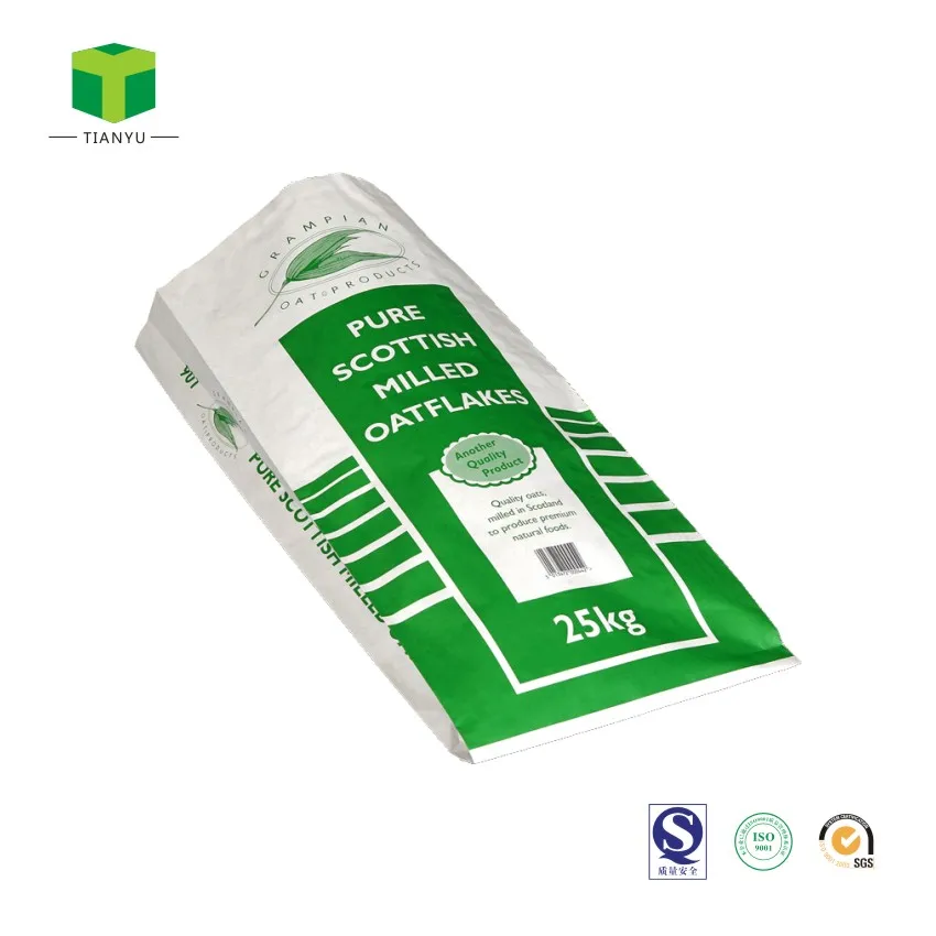 OEM ODM paper bag 25kg 20kg food grade potato flour sugar packaging white kraft paper chemical package paper sacks manufacture