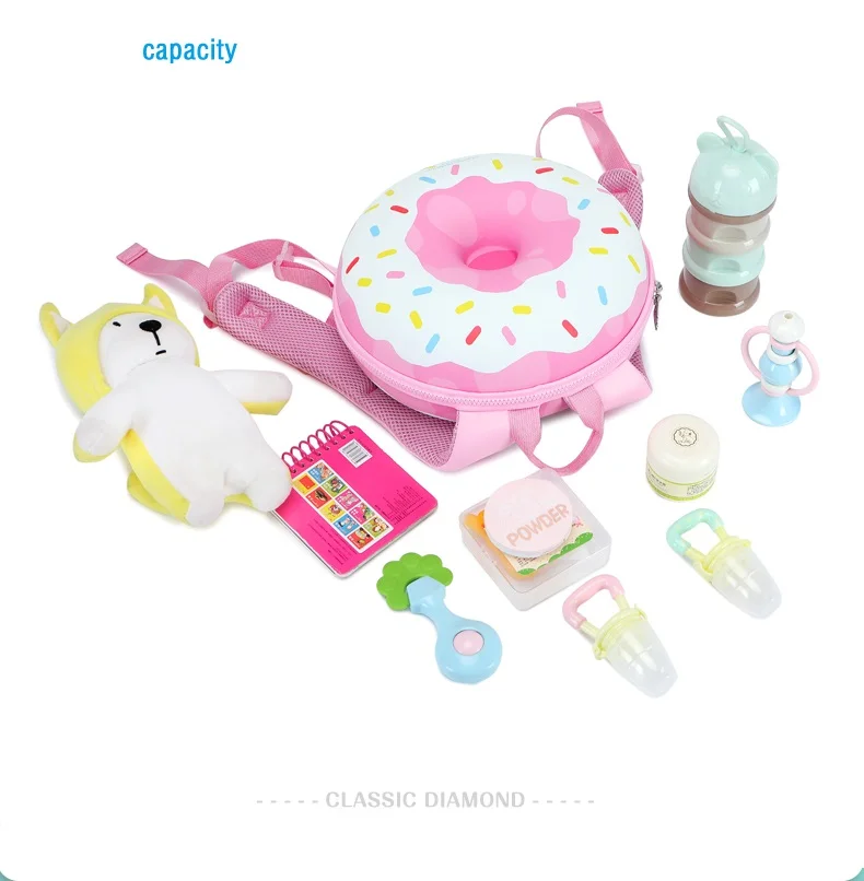 In Stock Sweet Donut Kindergarten Pink Blue Boys Girls School Backpacks For Kids