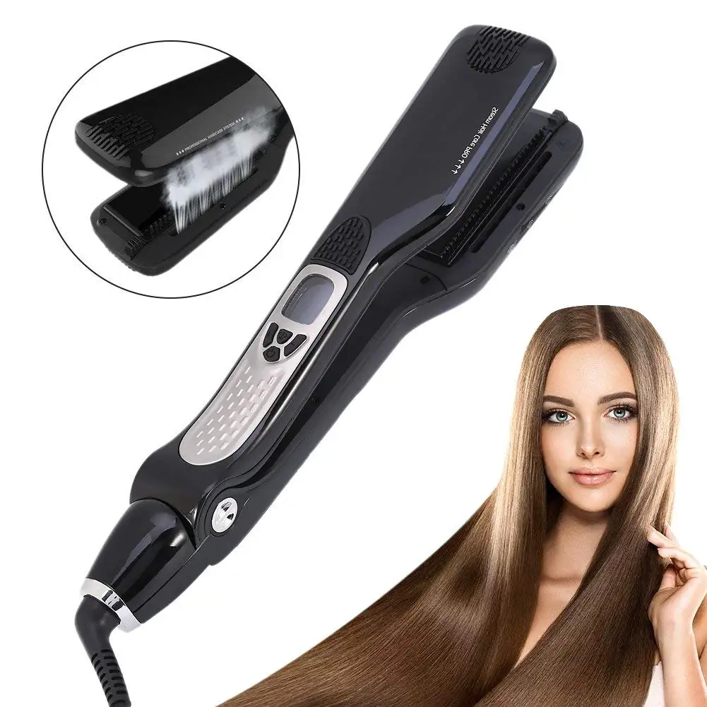 110-220V Steam Styler Hair Straightener Salon Ceramic Hair Straightening Irons with Teeth Anion Care Curler Flat Iron Brush Comb