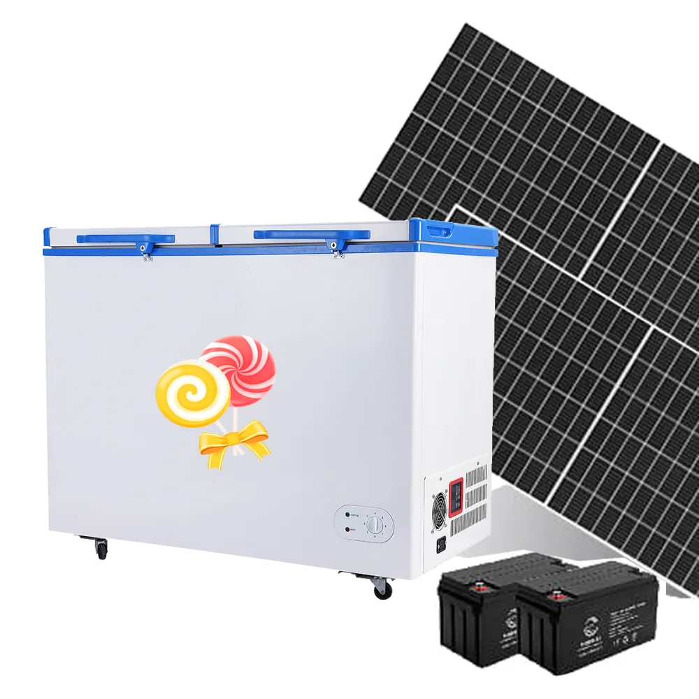 China made good quality solar powered freezer DC freezer 358L double door off grid system convenient and practical