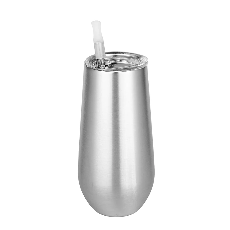 Reusable 6oz Stainless Steel Stemless Double Wall Cocktail Cup Eco-Friendly Wine Tumbler Spray Paint Colorful Champagne Flutes