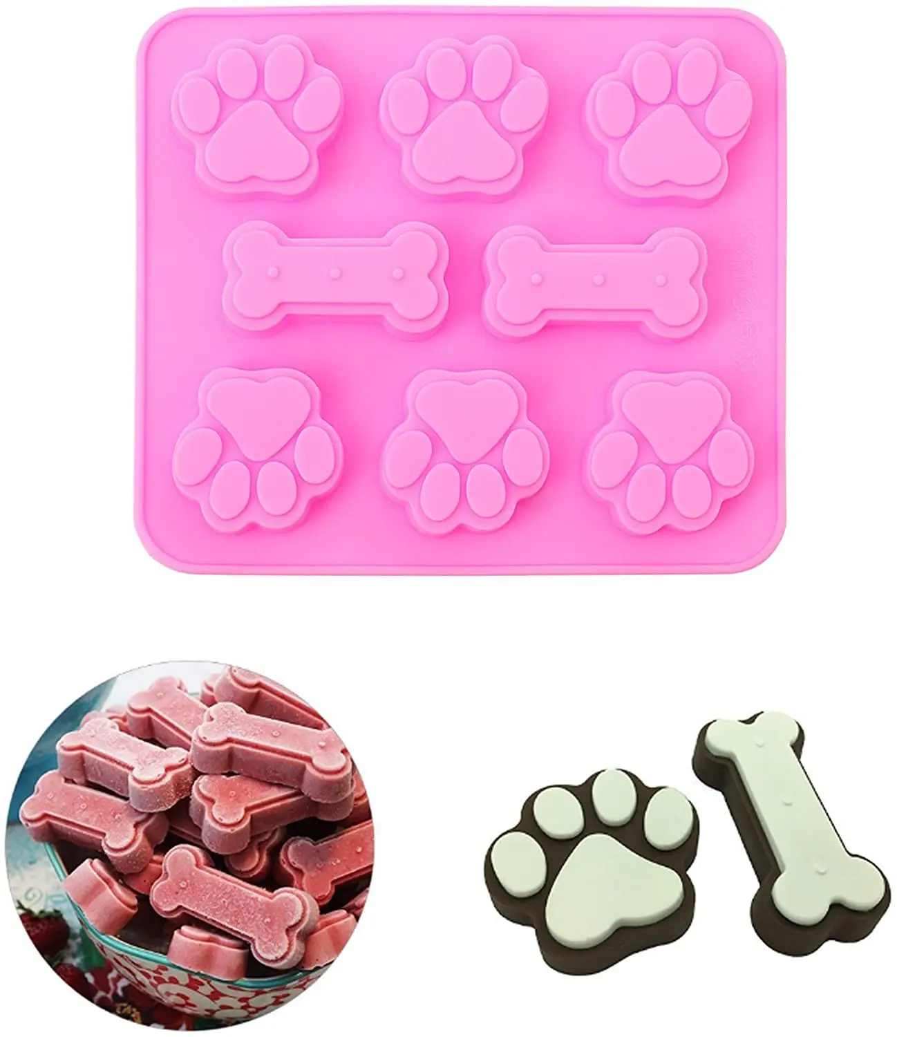 Amazon hot sell moldes de navidad backen chocolate jelly puppy paw dog and bone silicone molds