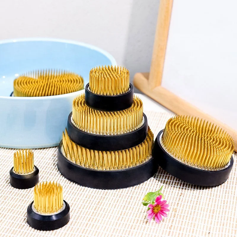 95mm Round Pin Frog Floral Ikebana Flower Holder Brass  Needle Ceramic Frogs Arranging Tool Kenzan Japanese style