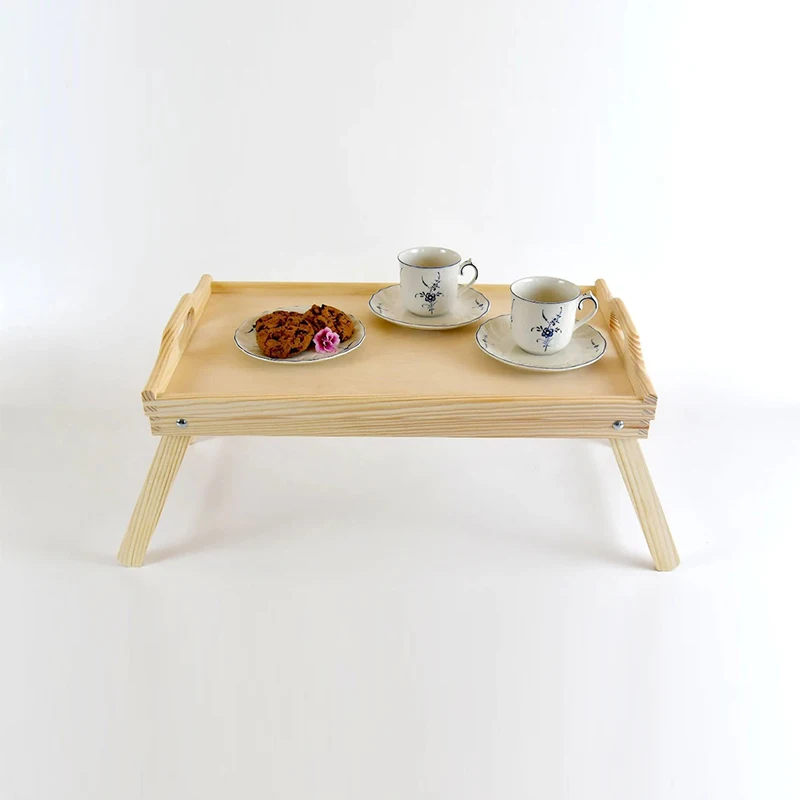 Food Snack Tray Bed Breakfast Tray with Folding Legs