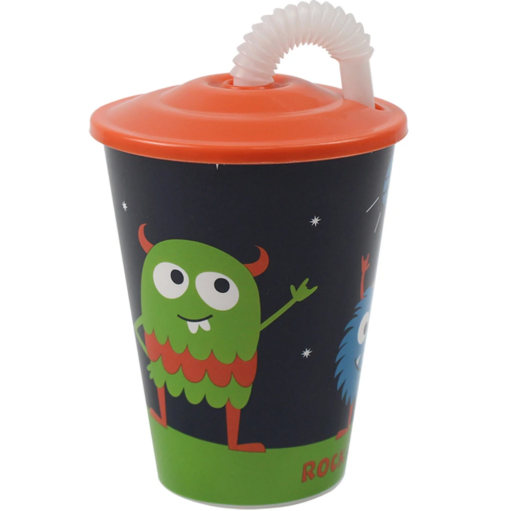 Cartoon Sipper Bottle Water Cup Baby Drinking Cute Tumbler Plastic Water Bottles For Kids Children Cold Cups With Lids And Straw