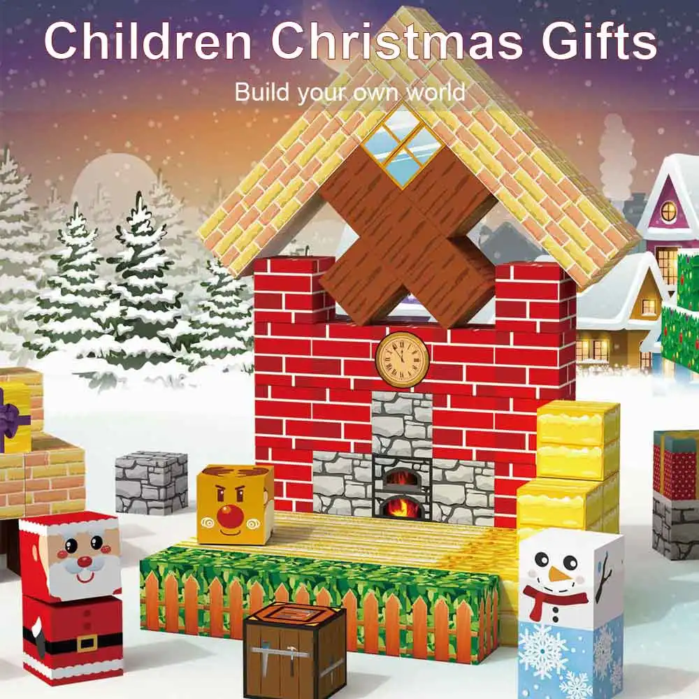 2CM 2.5CM Customization Plastic 3D DIY Creative World Christmas Gift Magnet Block Magnetic Building Blocks