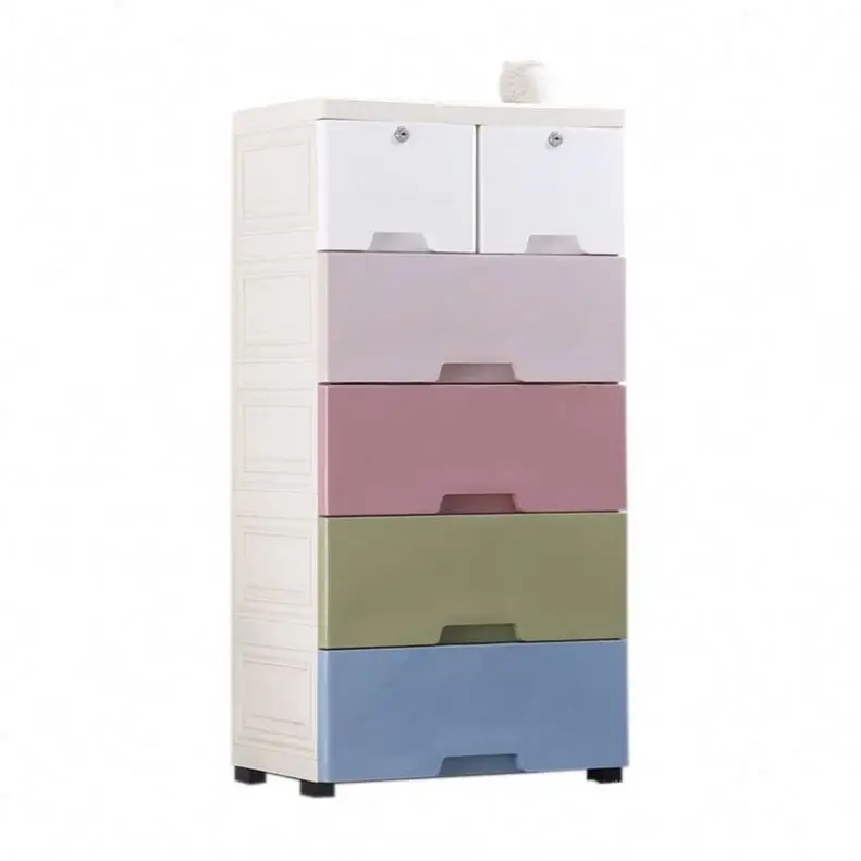 Hot Sell Colorful Baby Wardrobes Plastic Assembled Children Toy Drawer Storage Cabinet