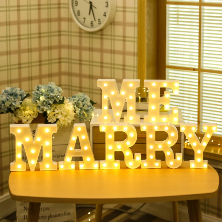 battery operated Plastic Marquee Decor LED Alphabet Letter Lights
