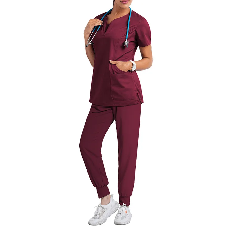 Short Sleeve Tops Jogger Pants Medical Hospital Nursing Scrub Uniforms Men Women Nurse Scrubs Set