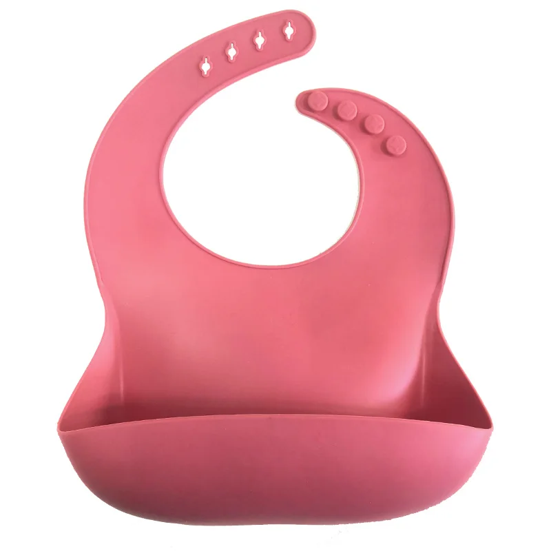 Custom BPA Free Soft Waterproof Silicone Baby Bib with Food Catcher