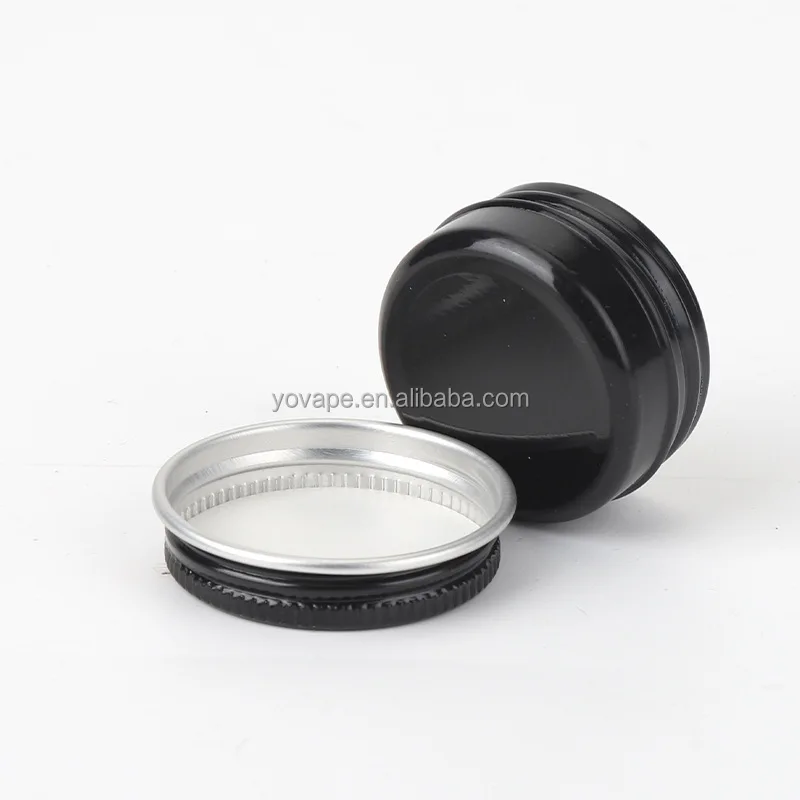 Empty round 30ml 30 g  60ml 60 g 2 oz 1 Ounce hair wax tin cans box with metal screw top lids matte black aluminum cosmetic jar