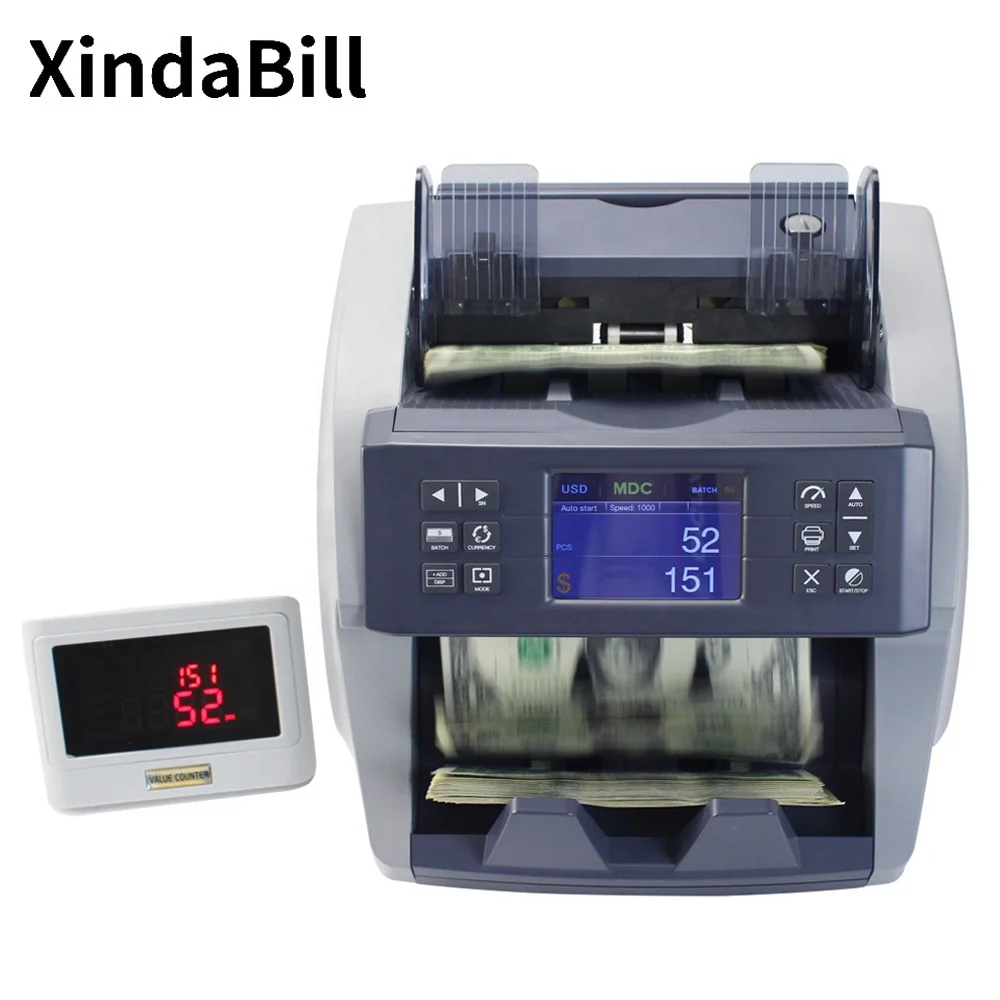 USD, EUR, GBP, CAD, MXN, ETB, IDR Mix Money Value Counting Machine Bill Counter Currency Banknote Bill Cash Counter
